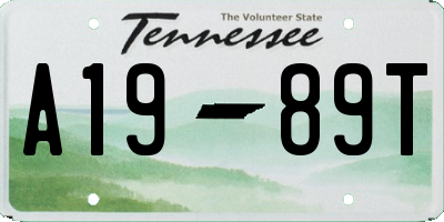 TN license plate A1989T