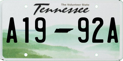 TN license plate A1992A