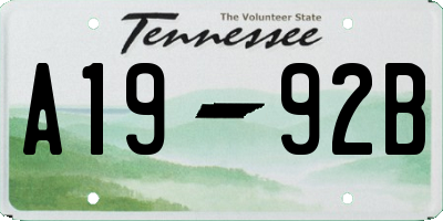 TN license plate A1992B