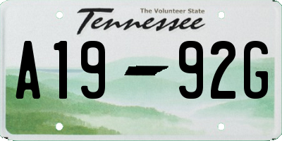 TN license plate A1992G