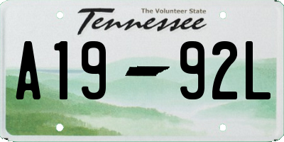 TN license plate A1992L