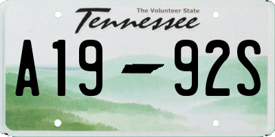 TN license plate A1992S