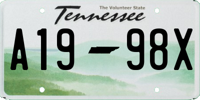 TN license plate A1998X