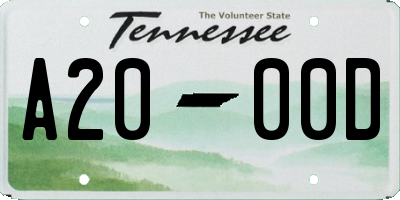 TN license plate A2000D
