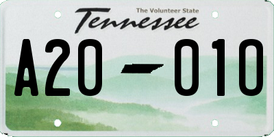TN license plate A2001O