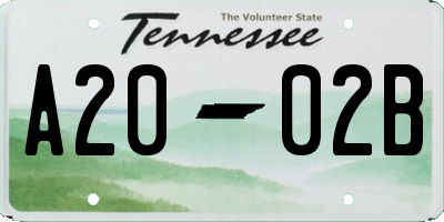 TN license plate A2002B