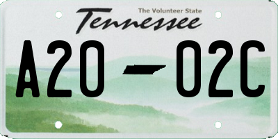 TN license plate A2002C