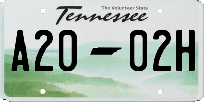 TN license plate A2002H