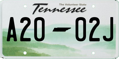 TN license plate A2002J