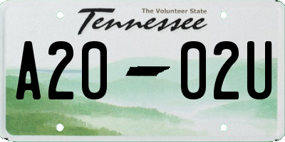 TN license plate A2002U