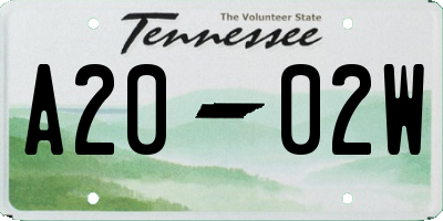 TN license plate A2002W