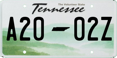 TN license plate A2002Z