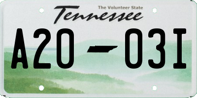 TN license plate A2003I