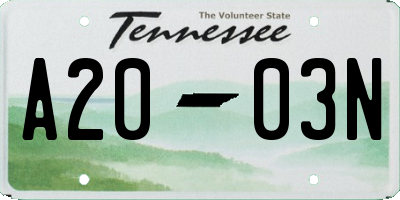 TN license plate A2003N