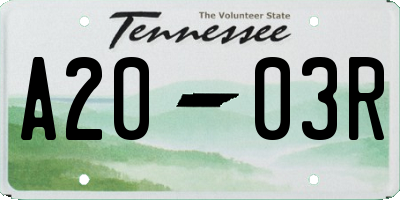 TN license plate A2003R