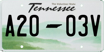 TN license plate A2003V