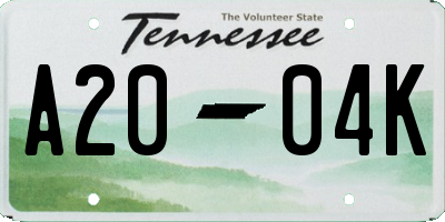 TN license plate A2004K