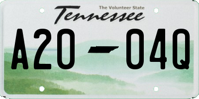 TN license plate A2004Q