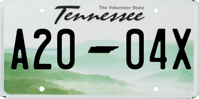 TN license plate A2004X