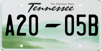 TN license plate A2005B