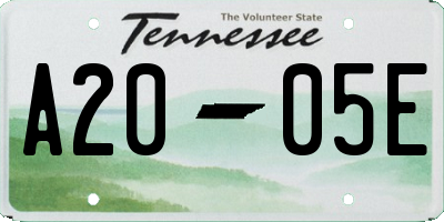 TN license plate A2005E