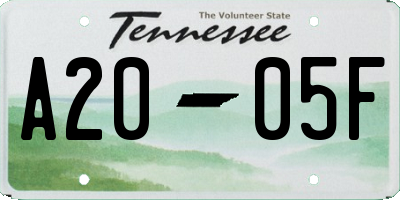 TN license plate A2005F