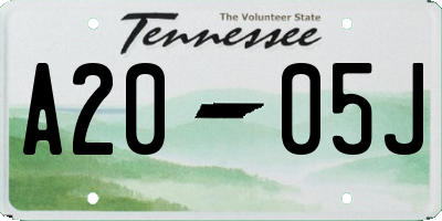 TN license plate A2005J