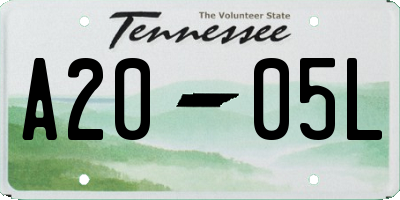 TN license plate A2005L