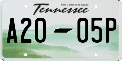 TN license plate A2005P