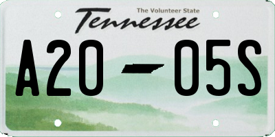 TN license plate A2005S