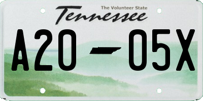 TN license plate A2005X