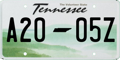 TN license plate A2005Z