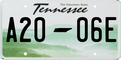 TN license plate A2006E