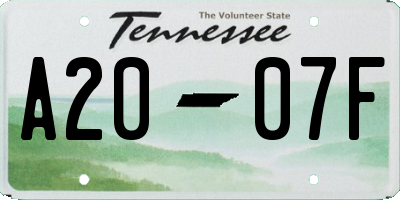 TN license plate A2007F
