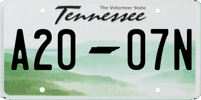 TN license plate A2007N