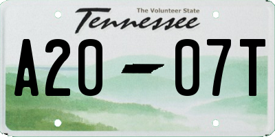 TN license plate A2007T