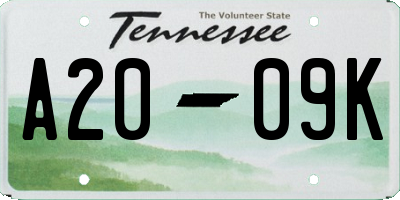 TN license plate A2009K