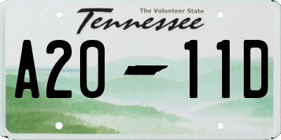 TN license plate A2011D