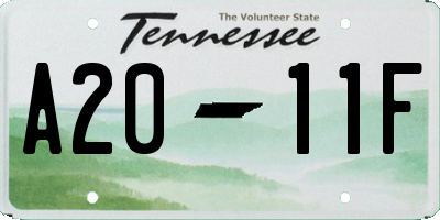 TN license plate A2011F