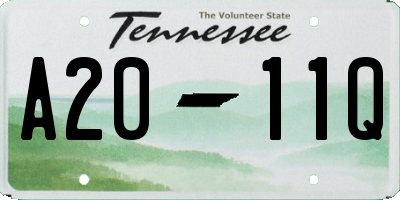 TN license plate A2011Q