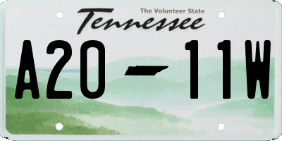 TN license plate A2011W