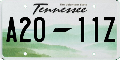 TN license plate A2011Z