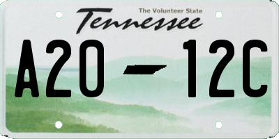 TN license plate A2012C