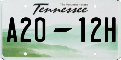 TN license plate A2012H