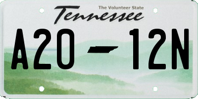 TN license plate A2012N