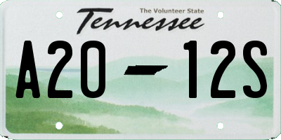 TN license plate A2012S