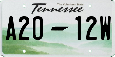 TN license plate A2012W