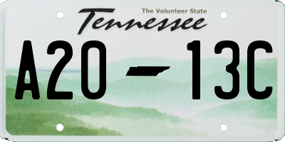 TN license plate A2013C
