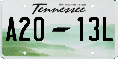 TN license plate A2013L