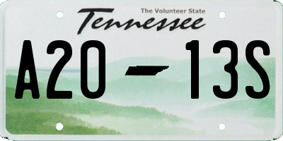 TN license plate A2013S
